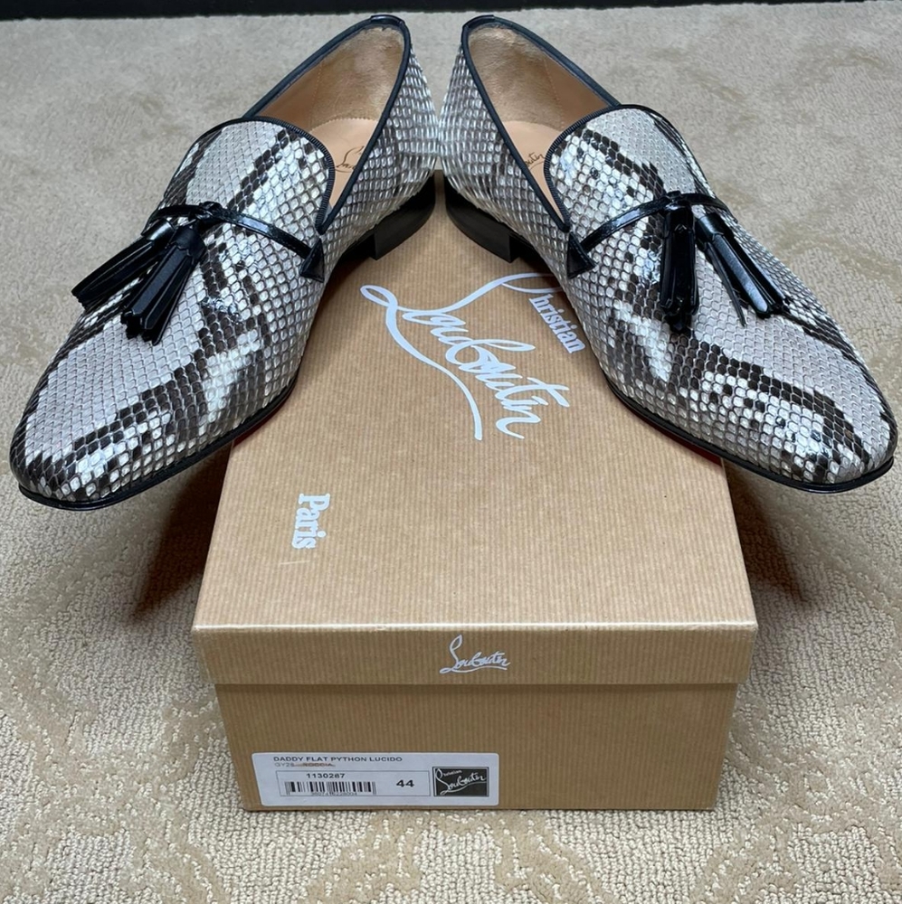 Auth Christian Louboutin Daddy Flat Python Lucido - image 1